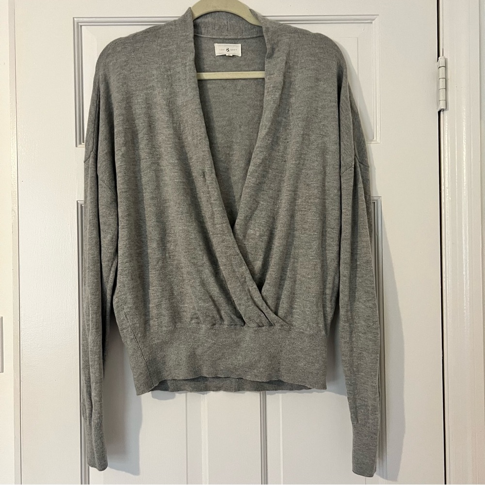 Loft wool blend cross front sweater.